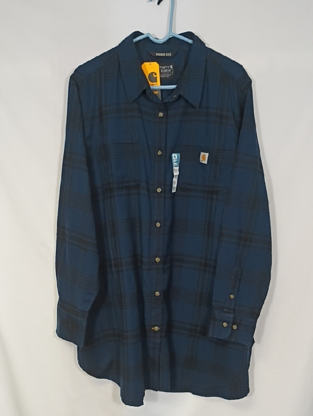 NWT Carhartt Basil Heather Women's Rugged Flex Relaxed Fit Flannel Tunic Size 3X